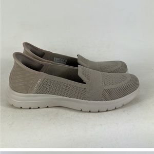 Skechers tan knit minimalist slip ins athletic shoes loafers women’s size 8